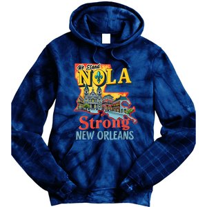 We Stand Nola Strong New Orleans Traveling Lovers Graphic Tie Dye Hoodie