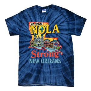 We Stand Nola Strong New Orleans Traveling Lovers Graphic Tie-Dye T-Shirt