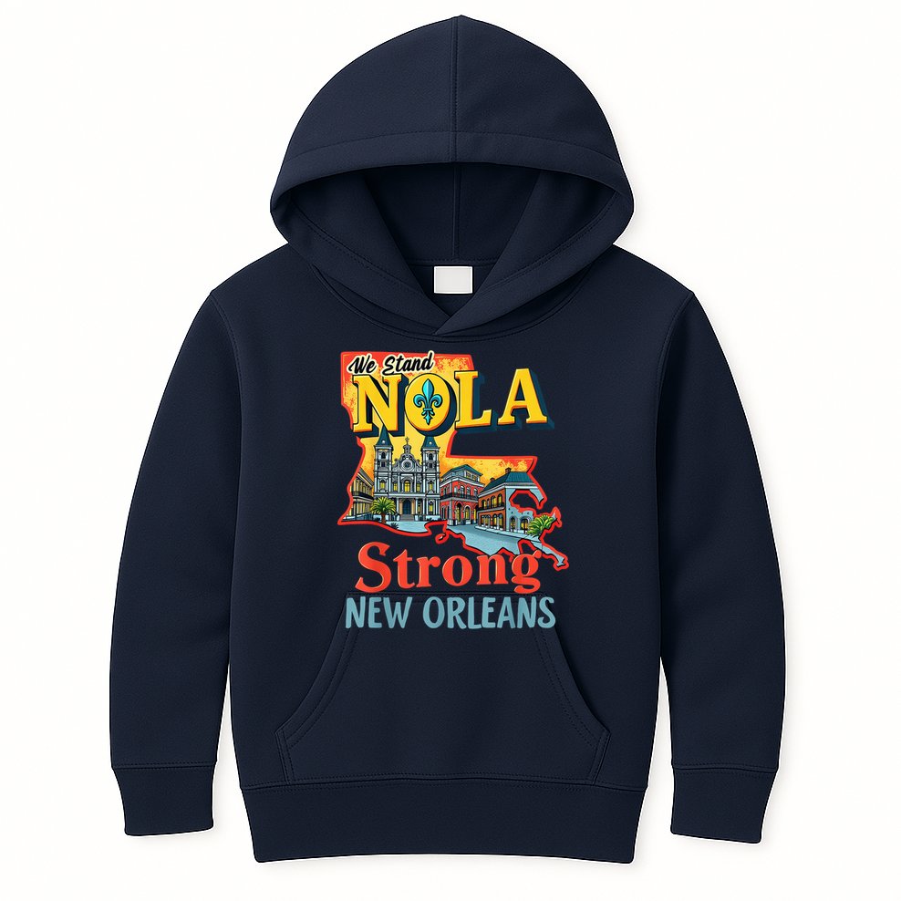 We Stand Nola Strong New Orleans Traveling Lovers Graphic Kids Hoodie