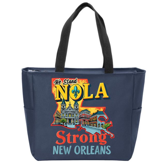 We Stand Nola Strong New Orleans Traveling Lovers Graphic Zip Tote Bag