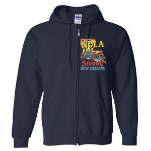 We Stand Nola Strong New Orleans Traveling Lovers Graphic Full Zip Hoodie