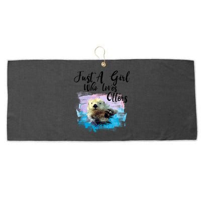 Watercolor Sea Otter Great Gift Who Loves Otters Gift Large Microfiber Waffle Golf Towel