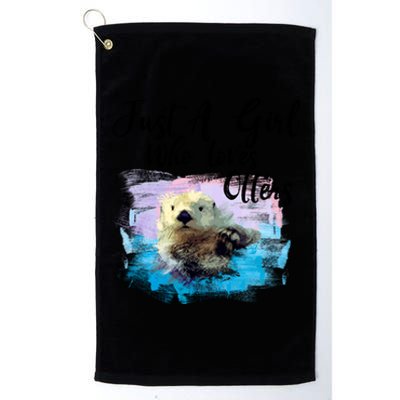 Watercolor Sea Otter Great Gift Who Loves Otters Gift Platinum Collection Golf Towel