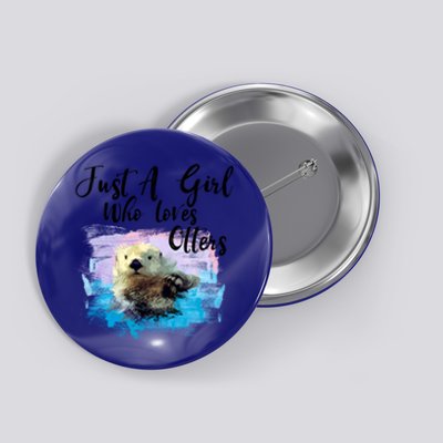 Watercolor Sea Otter Great Gift Who Loves Otters Gift Button