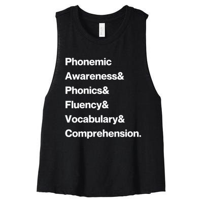 Womens Science Of Reading Teacher Structured Literacy Women's Racerback Cropped Tank