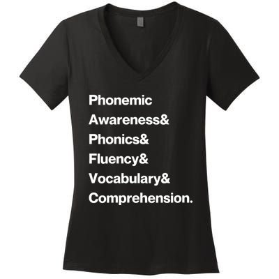 Womens Science Of Reading Teacher Structured Literacy Women's V-Neck T-Shirt