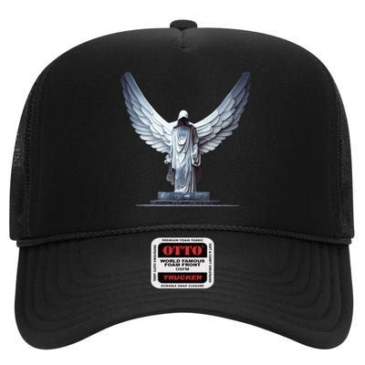 White Statue Of An Angel Of Death In A Greek Temple High Crown Mesh Back Trucker Hat