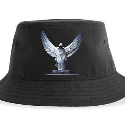 White Statue Of An Angel Of Death In A Greek Temple Sustainable Bucket Hat