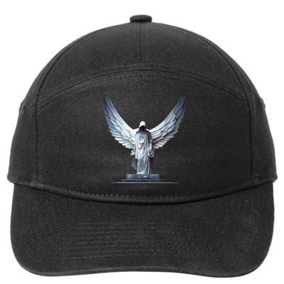 White Statue Of An Angel Of Death In A Greek Temple 7-Panel Snapback Hat