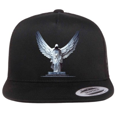 White Statue Of An Angel Of Death In A Greek Temple Flat Bill Trucker Hat