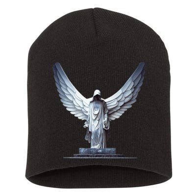 White Statue Of An Angel Of Death In A Greek Temple Short Acrylic Beanie