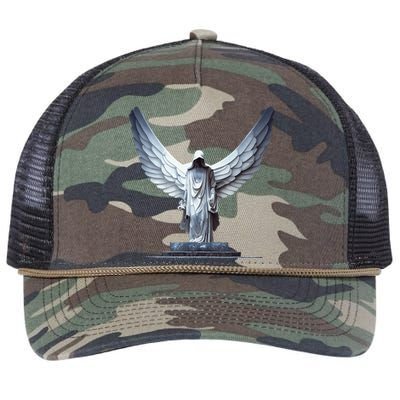 White Statue Of An Angel Of Death In A Greek Temple Retro Rope Trucker Hat Cap