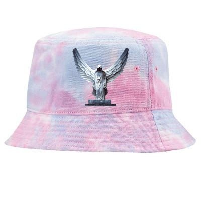 White Statue Of An Angel Of Death In A Greek Temple Tie-Dyed Bucket Hat