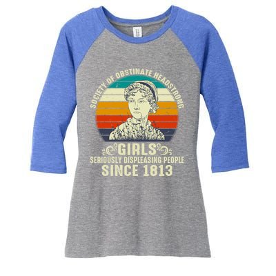 Womens Society Of Obstinate Headstrong Jane Austen Women's Tri-Blend 3/4-Sleeve Raglan Shirt