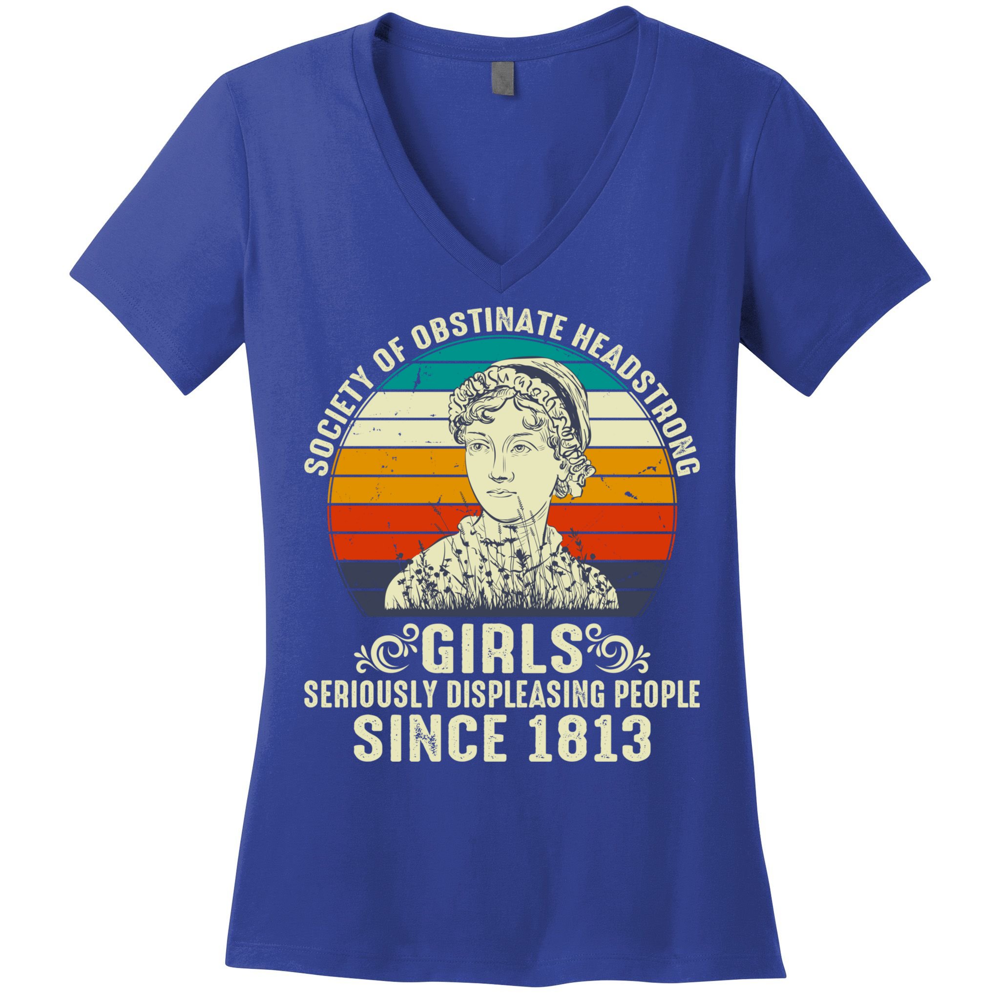 Womens Society Of Obstinate Headstrong Jane Austen Women's V-Neck T-Shirt