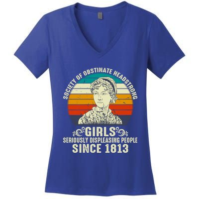 Womens Society Of Obstinate Headstrong Jane Austen Women's V-Neck T-Shirt