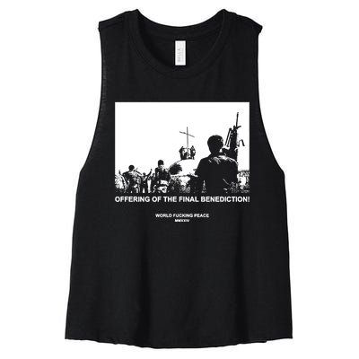 Worldfuckingpeace Store Offering Of The Final Benediction Women's Racerback Cropped Tank