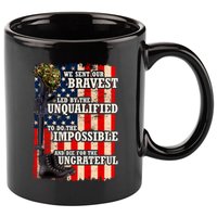 We Sent Our Bravest Support Military Veterans USA Flag 11oz C Handle Ceramic Mug