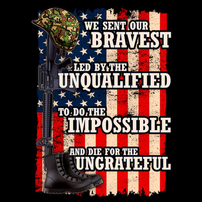 We Sent Our Bravest Support Military Veterans USA Flag Drawstring Bag