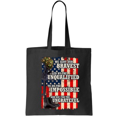 We Sent Our Bravest Support Military Veterans USA Flag Bag