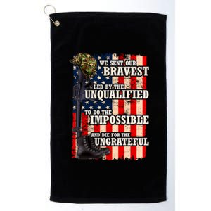 We Sent Our Bravest Support Military Veterans USA Flag Platinum Collection Golf Towel