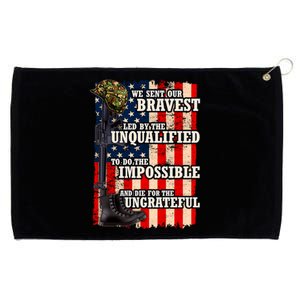 We Sent Our Bravest Support Military Veterans USA Flag Grommeted Golf Towel