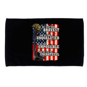 We Sent Our Bravest Support Military Veterans USA Flag Microfiber Hand Towel