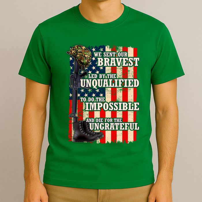We Sent Our Bravest Support Military Veterans USA Flag T-Shirt
