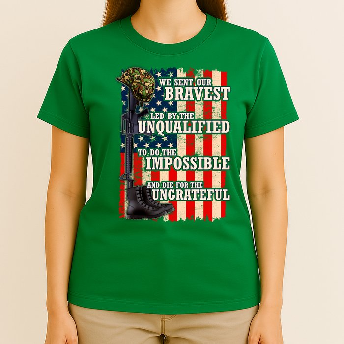 We Sent Our Bravest Support Military Veterans USA Flag T-Shirt