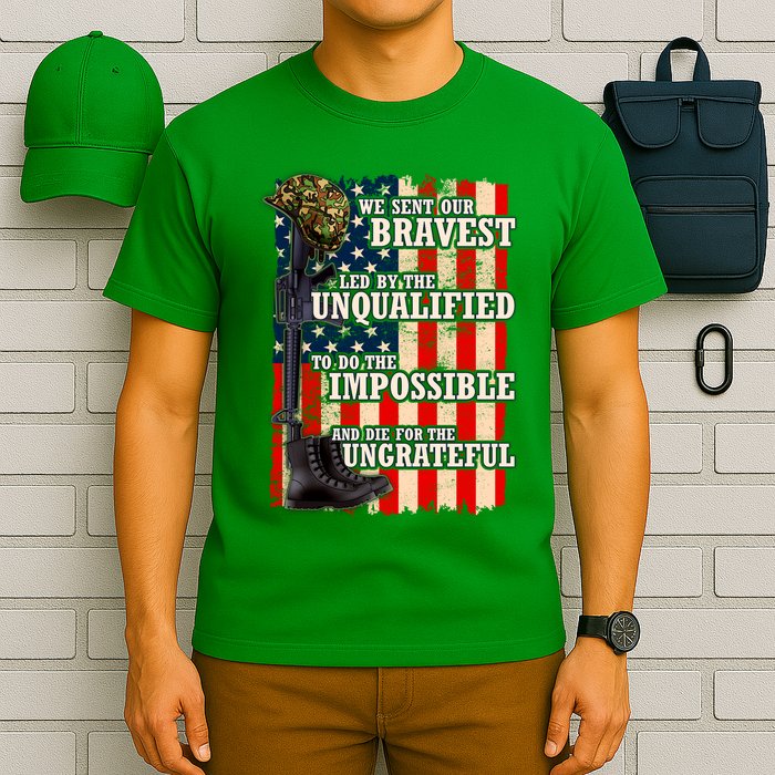 We Sent Our Bravest Support Military Veterans USA Flag T-Shirt