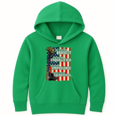 We Sent Our Bravest Support Military Veterans USA Flag Kids Hoodie