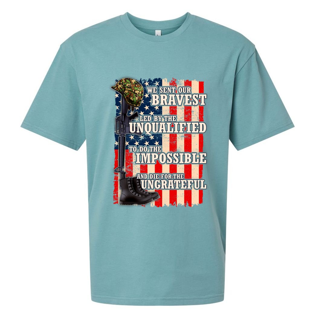 We Sent Our Bravest Support Military Veterans USA Flag Sueded Cloud Jersey T-Shirt