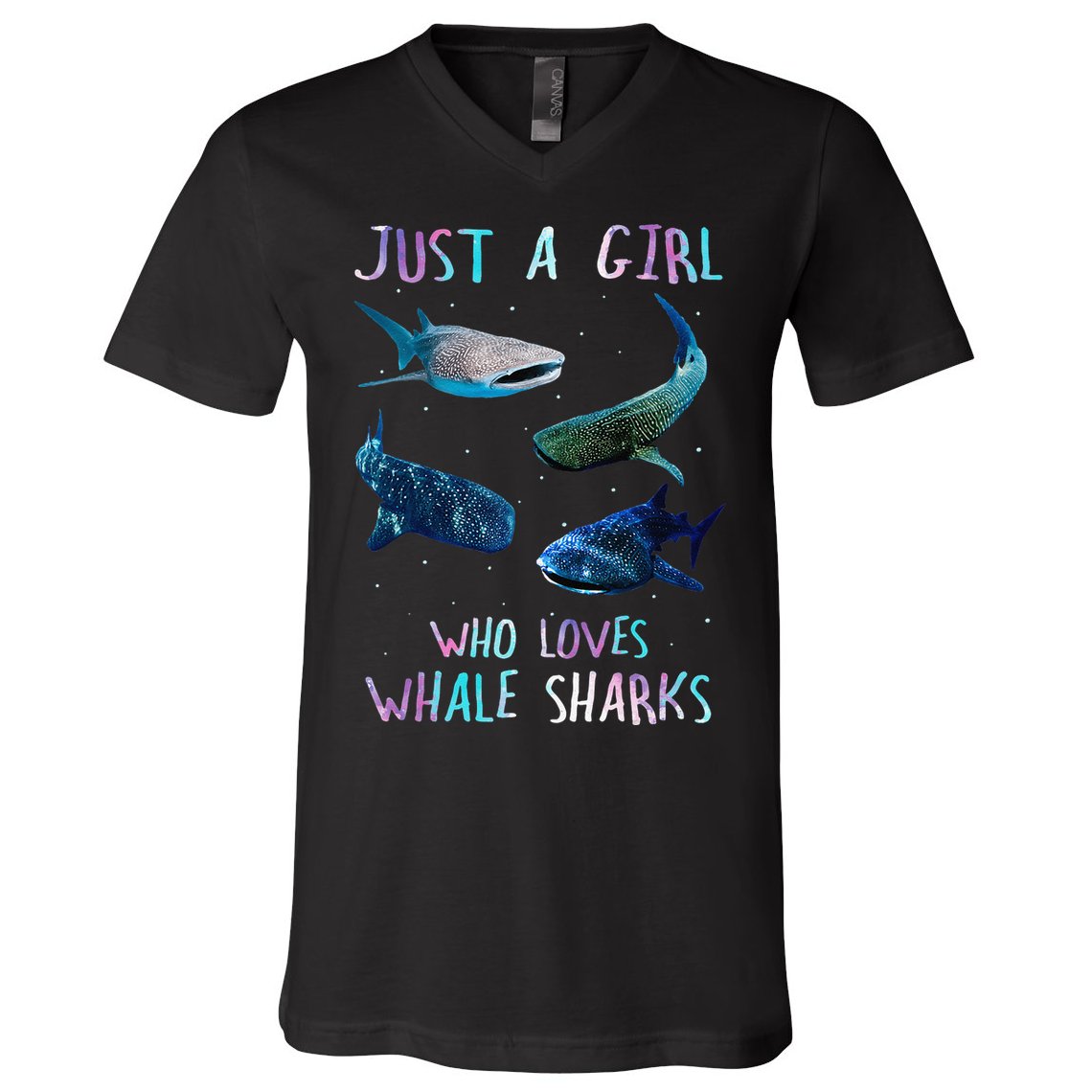 Watercolor Shark Ocean Just A Girl Who Loves Whale Sharks V-Neck T-Shirt