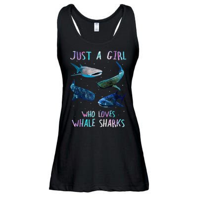 Watercolor Shark Ocean Just A Girl Who Loves Whale Sharks Ladies Essential Flowy Tank