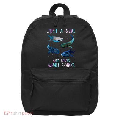 Watercolor Shark Ocean Just A Girl Who Loves Whale Sharks 16 in Basic Backpack