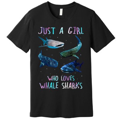 Watercolor Shark Ocean Just A Girl Who Loves Whale Sharks Premium T-Shirt