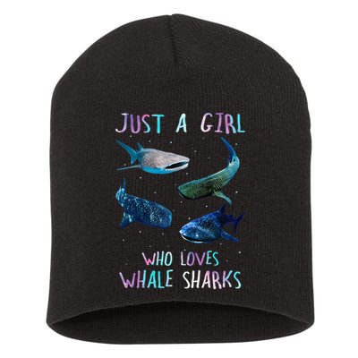 Watercolor Shark Ocean Just A Girl Who Loves Whale Sharks Short Acrylic Beanie