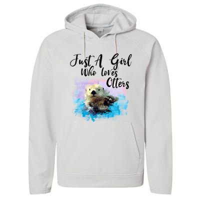 Watercolor Sea Otter Gift Who Loves Otters Cute Gift Performance Fleece Hoodie