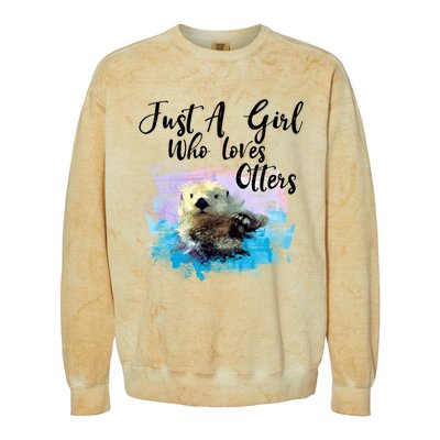 Watercolor Sea Otter Gift Who Loves Otters Cute Gift Colorblast Crewneck Sweatshirt