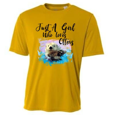 Watercolor Sea Otter Gift Who Loves Otters Cute Gift Cooling Performance Crew T-Shirt