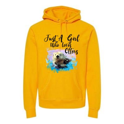 Watercolor Sea Otter Gift Who Loves Otters Cute Gift Premium Hoodie