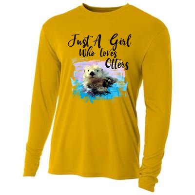 Watercolor Sea Otter Gift Who Loves Otters Cute Gift Cooling Performance Long Sleeve Crew