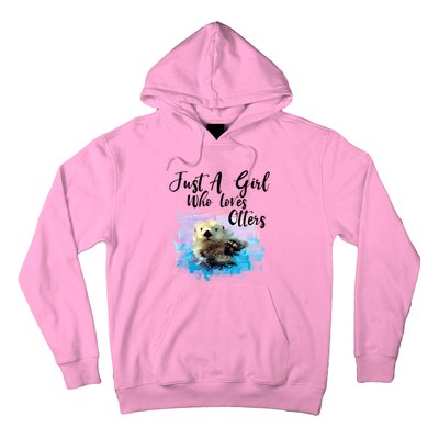 Watercolor Sea Otter Gift Who Loves Otters Cute Gift Hoodie