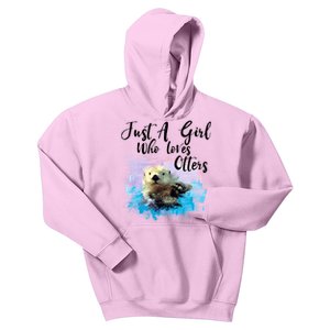 Watercolor Sea Otter Gift Who Loves Otters Cute Gift Kids Hoodie