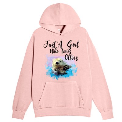 Watercolor Sea Otter Gift Who Loves Otters Cute Gift Urban Pullover Hoodie