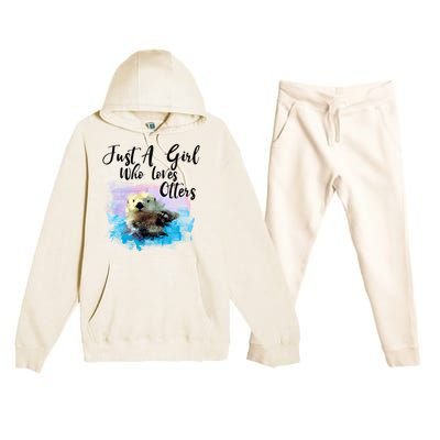 Watercolor Sea Otter Gift Who Loves Otters Cute Gift Premium Hooded Sweatsuit Set