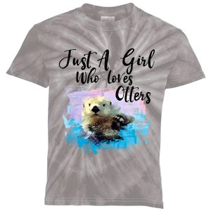 Watercolor Sea Otter Gift Who Loves Otters Cute Gift Kids Tie-Dye T-Shirt