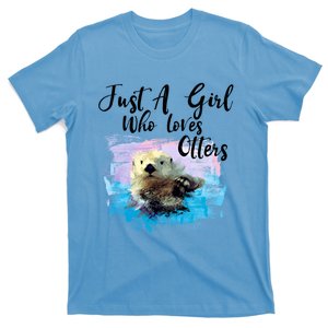 Watercolor Sea Otter Gift Who Loves Otters Cute Gift T-Shirt