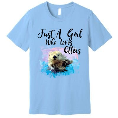 Watercolor Sea Otter Gift Who Loves Otters Cute Gift Premium T-Shirt