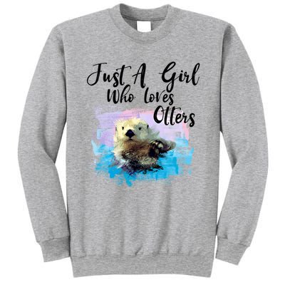 Watercolor Sea Otter Gift Who Loves Otters Cute Gift Sweatshirt